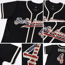 Load image into Gallery viewer, Custom Black Vintage USA Flag-Cream Authentic Baseball Jersey