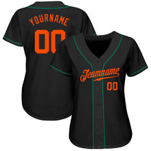Load image into Gallery viewer, Custom Black Orange-Kelly Green Authentic Baseball Jersey