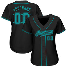 Загрузить изображение в средство просмотра галереи, Custom Black Teal Authentic Baseball Jersey