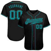 Загрузить изображение в средство просмотра галереи, Custom Black Teal Authentic Baseball Jersey
