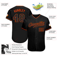 Load image into Gallery viewer, Custom Black Black-Orange Authentic Baseball Jersey