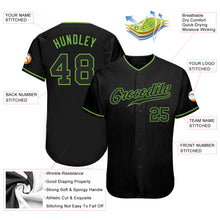 Load image into Gallery viewer, Custom Black Black-Neon Green Authentic Baseball Jersey