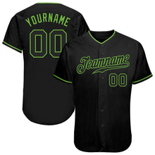 Load image into Gallery viewer, Custom Black Black-Neon Green Authentic Baseball Jersey