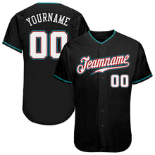 Load image into Gallery viewer, Custom Black White-Teal Authentic Baseball Jersey