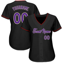 Load image into Gallery viewer, Custom Black Purple-Cream Authentic Baseball Jersey