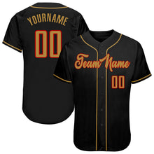 Load image into Gallery viewer, Custom Black Old Gold-Red Authentic Baseball Jersey