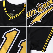 Load image into Gallery viewer, Custom Black White Old Gold-Royal Authentic Baseball Jersey