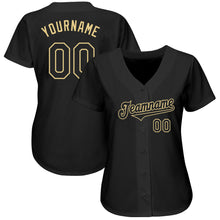 Load image into Gallery viewer, Custom Black Black-Vegas Gold Authentic Baseball Jersey
