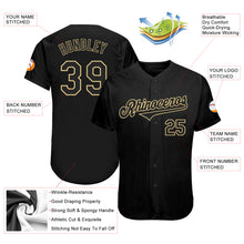 Load image into Gallery viewer, Custom Black Black-Vegas Gold Authentic Baseball Jersey