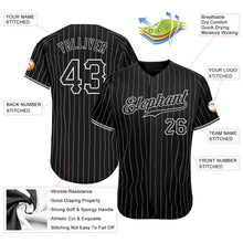 Load image into Gallery viewer, Custom Black White Pinstripe Black-White Authentic Baseball Jersey