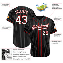 Load image into Gallery viewer, Custom Black White Pinstripe White-Red Authentic Baseball Jersey