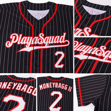 Load image into Gallery viewer, Custom Black White Pinstripe White-Red Authentic Baseball Jersey