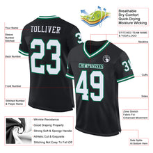 Laden Sie das Bild in den Galerie-Viewer, Custom Black White-Kelly Green Mesh Authentic Throwback Football Jersey