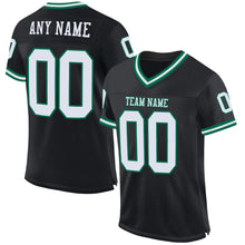 Laden Sie das Bild in den Galerie-Viewer, Custom Black White-Kelly Green Mesh Authentic Throwback Football Jersey