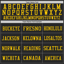 Charger l'image dans la galerie, Custom Black White-Gold Mesh Authentic Throwback Football Jersey