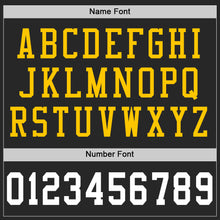 Charger l'image dans la galerie, Custom Black White-Gold Mesh Authentic Throwback Football Jersey