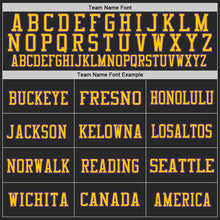 Laden Sie das Bild in den Galerie-Viewer, Custom Black Gold-Purple Mesh Authentic Throwback Football Jersey