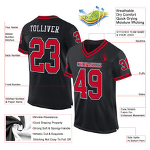 Load image into Gallery viewer, Custom Black Red-White Mesh Authentic Throwback Football Jersey