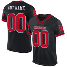Load image into Gallery viewer, Custom Black Red-White Mesh Authentic Throwback Football Jersey