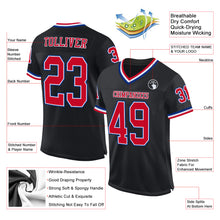Laden Sie das Bild in den Galerie-Viewer, Custom Black Red-Royal Mesh Authentic Throwback Football Jersey