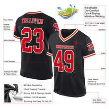 Laden Sie das Bild in den Galerie-Viewer, Custom Black Red-Cream Mesh Authentic Throwback Football Jersey