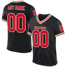 Laden Sie das Bild in den Galerie-Viewer, Custom Black Red-Cream Mesh Authentic Throwback Football Jersey