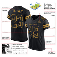 Charger l'image dans la galerie, Custom Black Black-Old Gold Mesh Authentic Football Jersey