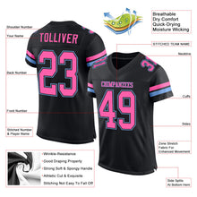 Загрузить изображение в средство просмотра галереи, Custom Black Pink-Light Blue Mesh Authentic Football Jersey