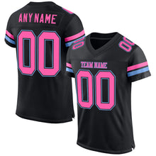 Загрузить изображение в средство просмотра галереи, Custom Black Pink-Light Blue Mesh Authentic Football Jersey
