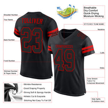 Charger l'image dans la galerie, Custom Black Black-Red Mesh Authentic Football Jersey