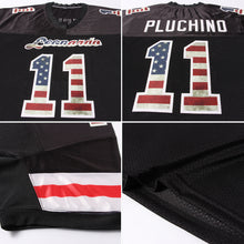 Laden Sie das Bild in den Galerie-Viewer, Custom Black Vintage USA Flag-Cream Mesh Authentic Football Jersey