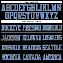 Load image into Gallery viewer, Custom Black Light Blue-White Mesh Authentic Football Jersey