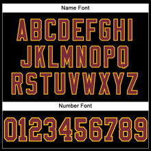 Load image into Gallery viewer, Custom Black Burgundy-Gold Mesh Authentic Football Jersey