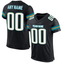 Charger l'image dans la galerie, Custom Black White-Teal Mesh Authentic Football Jersey