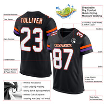 Laden Sie das Bild in den Galerie-Viewer, Custom Black White-Orange Mesh Authentic Football Jersey