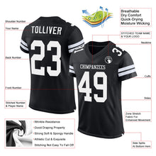Laden Sie das Bild in den Galerie-Viewer, Custom Black White Mesh Authentic Football Jersey