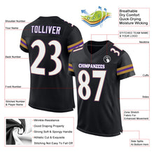 Laden Sie das Bild in den Galerie-Viewer, Custom Black White-Purple Mesh Authentic Football Jersey