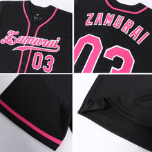Load image into Gallery viewer, Custom Black Pink-White Authentic Baseball Jersey