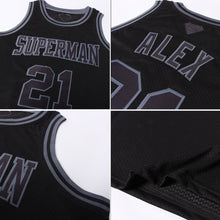 Загрузить изображение в средство просмотра галереи, Custom Black Black-Steel Gray Authentic Throwback Basketball Jersey