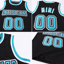 Load image into Gallery viewer, Custom Black Teal-White Authentic Throwback Basketball Jersey