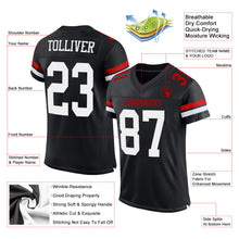 Laden Sie das Bild in den Galerie-Viewer, Custom Black White-Red Mesh Authentic Football Jersey