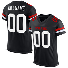 Laden Sie das Bild in den Galerie-Viewer, Custom Black White-Red Mesh Authentic Football Jersey