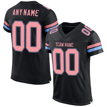 Load image into Gallery viewer, Custom Black Medium Pink-Light Blue Mesh Authentic Football Jersey