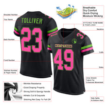Charger l'image dans la galerie, Custom Black Pink-Neon Green Mesh Authentic Football Jersey