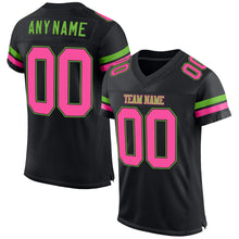 Charger l'image dans la galerie, Custom Black Pink-Neon Green Mesh Authentic Football Jersey