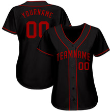 Load image into Gallery viewer, Custom Black Red Authentic Baseball Jersey