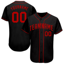Load image into Gallery viewer, Custom Black Red Authentic Baseball Jersey