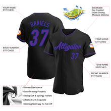Load image into Gallery viewer, Custom Black Purple-Royal Authentic Baseball Jersey