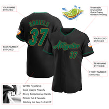 Load image into Gallery viewer, Custom Black Kelly Green-Old Gold Authentic Baseball Jersey