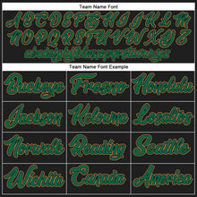 Load image into Gallery viewer, Custom Black Kelly Green-Old Gold Authentic Baseball Jersey